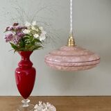 Vintage pink clichy glass lampshade pendant light