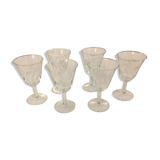 Set of six engraved wine glasses