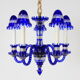 1940s Blue All Glass Chandelier, Czechoslovakia