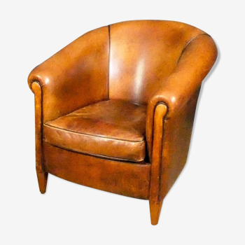 Fauteuil club de cuir de mouton