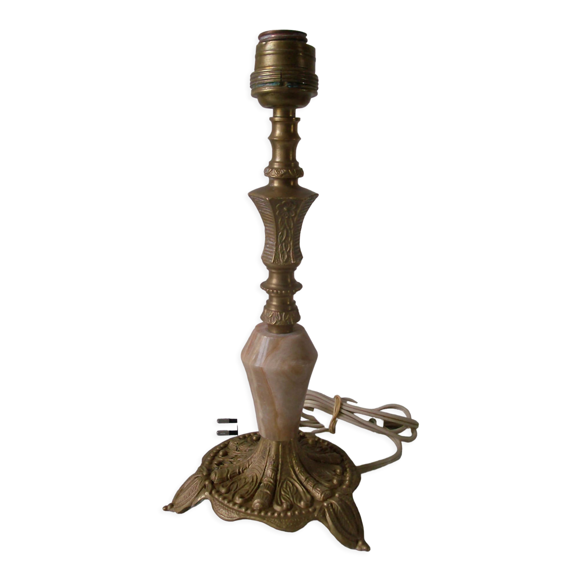 Old lamp foot in stone marble onyx and bronze 25 cm deco desk living room