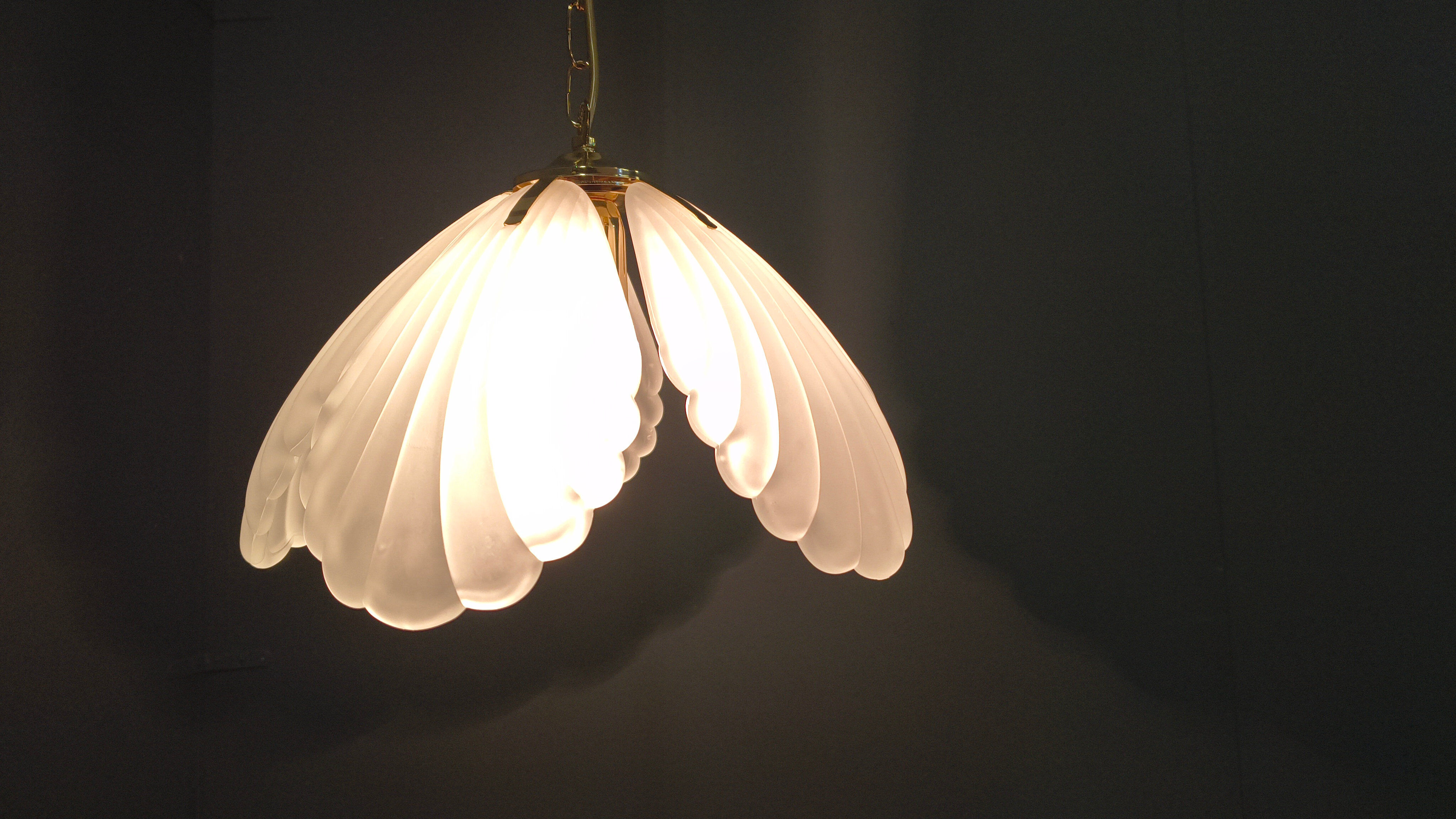 Vintage Italian glass and brass chandelier, 1970s