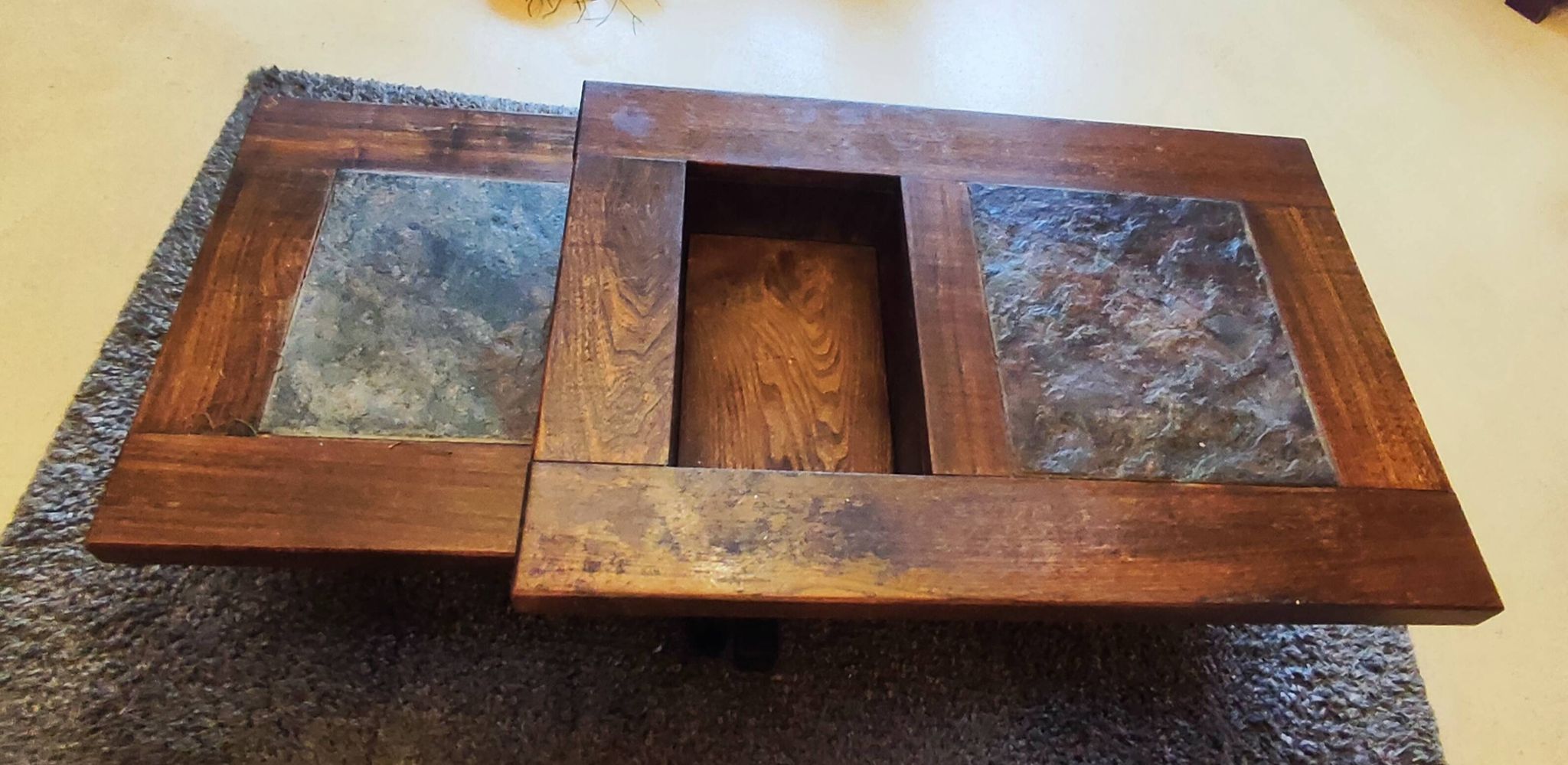 Oak coffee table Wood slate France 1960s