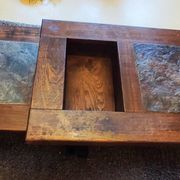 Oak coffee table Wood slate France 1960s