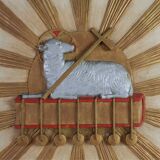 19th Century Religious Carved Wooden Agnus Dei Panel, France