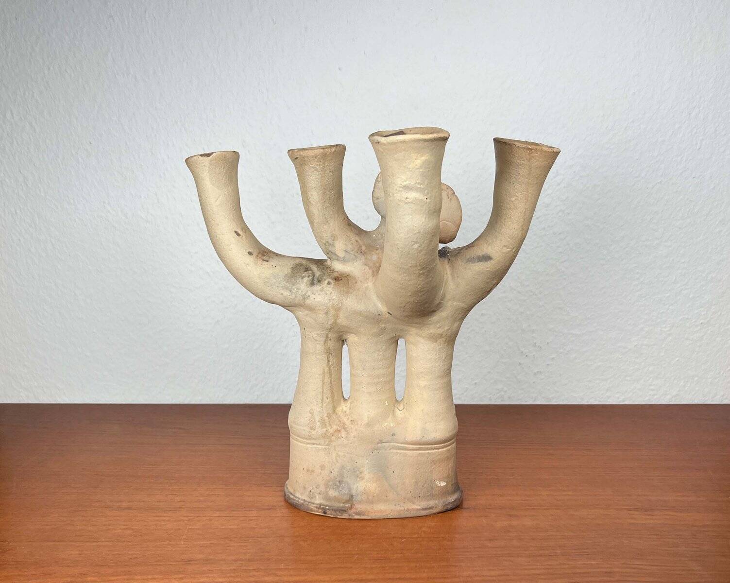 German Studio Pottery Sculptural Candleholder from Hans Fischer, 1980s