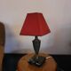 Vintage 1960s lamp – black veined marble and decorated metal