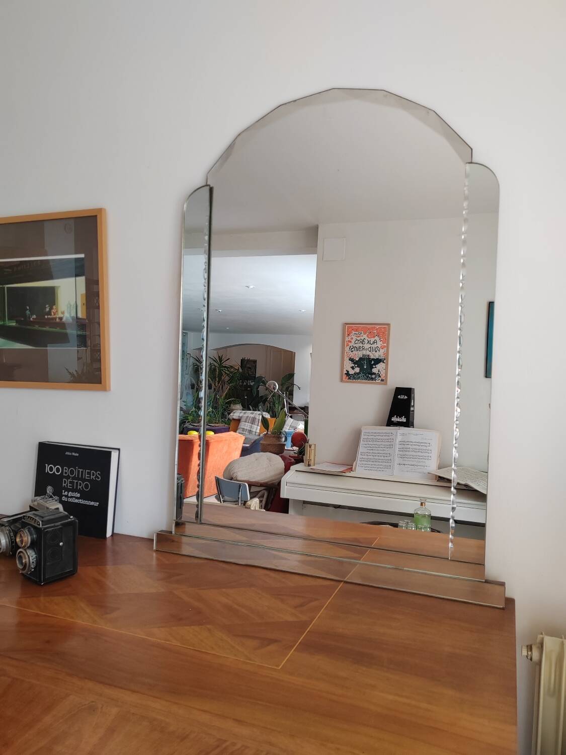 Antique beveled glass mirror