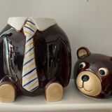 Vintage ceramic glazed bear biscuit jar