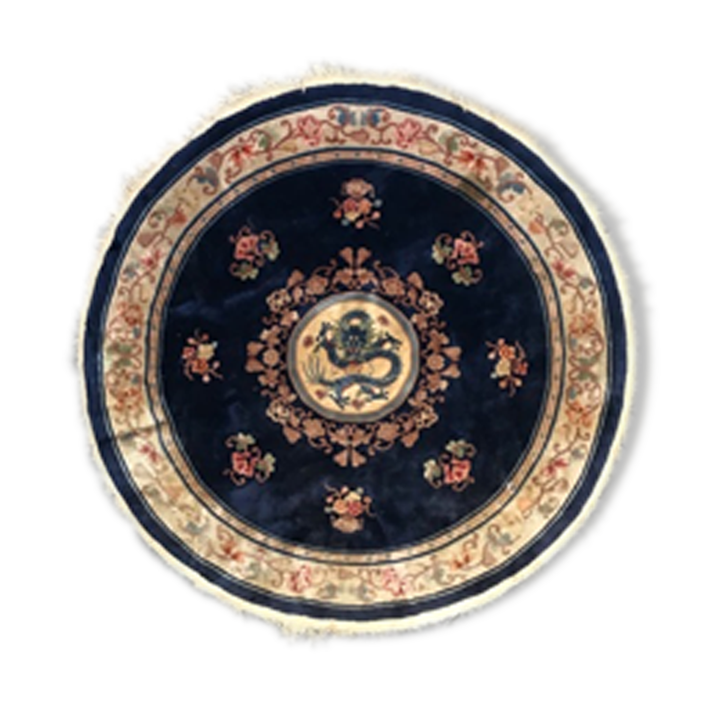 Tapis chinois rond noué main 190 cm de  diamètre