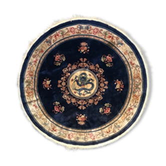 Chinese round knoated hand rug 190 cm diameter