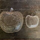 Salad bowl + 4 vintage moulded glass bowls in apple shape #D457