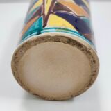 Vintage Multicolored Lacquered Ceramic Vase with Geometric Patterns, Italy