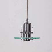 Vintage pendant lamp 80s metal and glass minimalist italian design