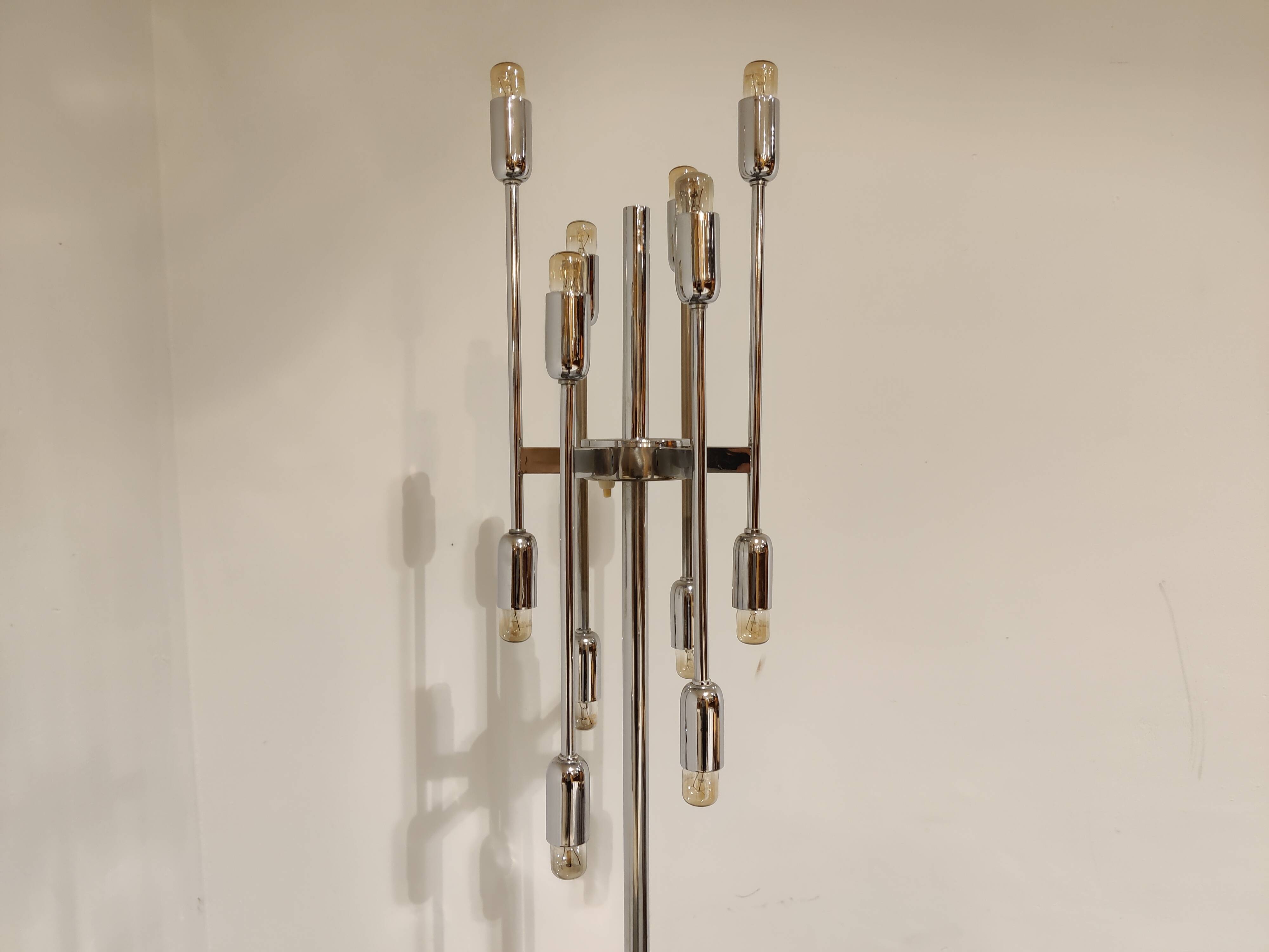 Vintage chrome 12 light floor lamp, 1970s