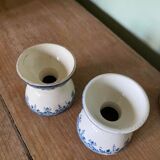 Duo of ancient diabolo shells in earthenware iron earth