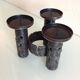 Brutalist candle holder tripod in black metal / vintage 60s-70s