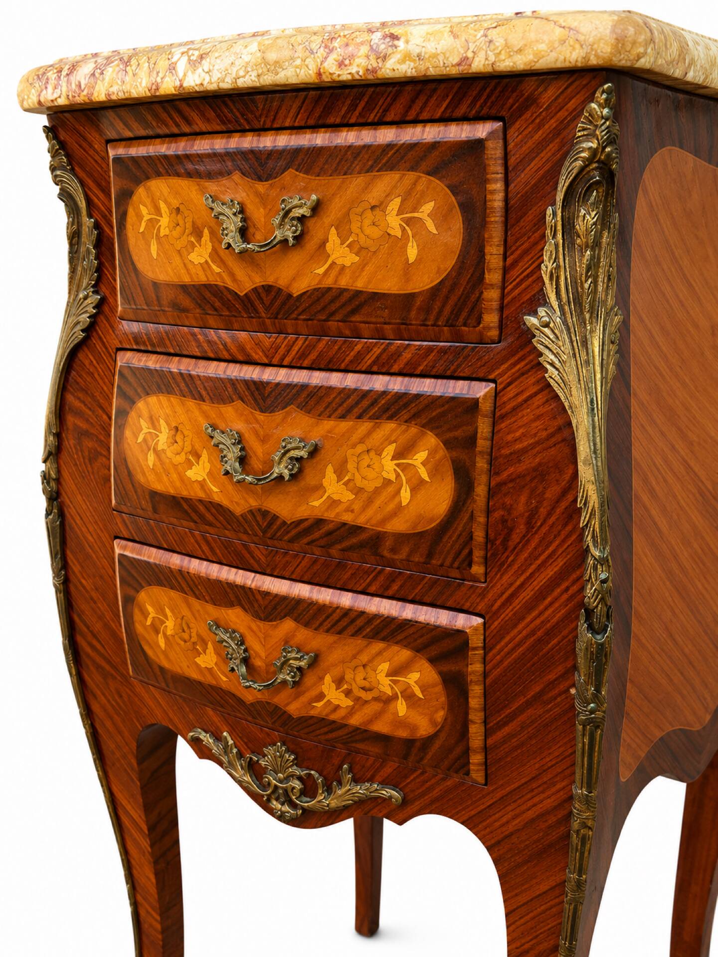 Louis XV bedside tables with floral marquetry