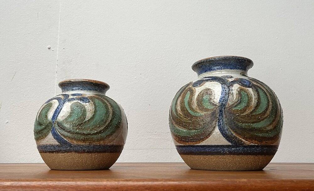 Cactus series round vases in ceramic from the mid-century modern Danish studio Søholm, 1960s, set of 2.