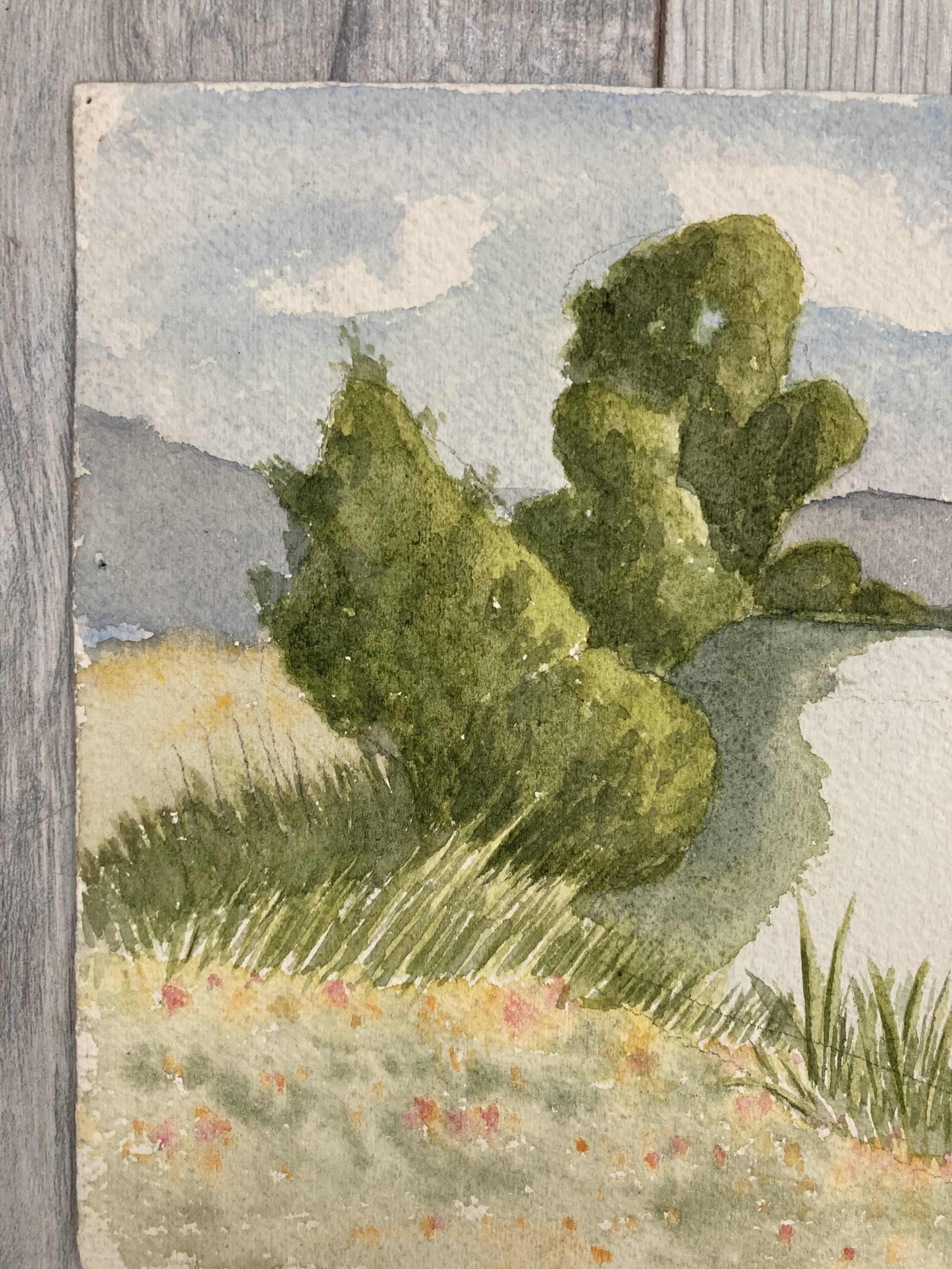 Vintage landscape watercolor