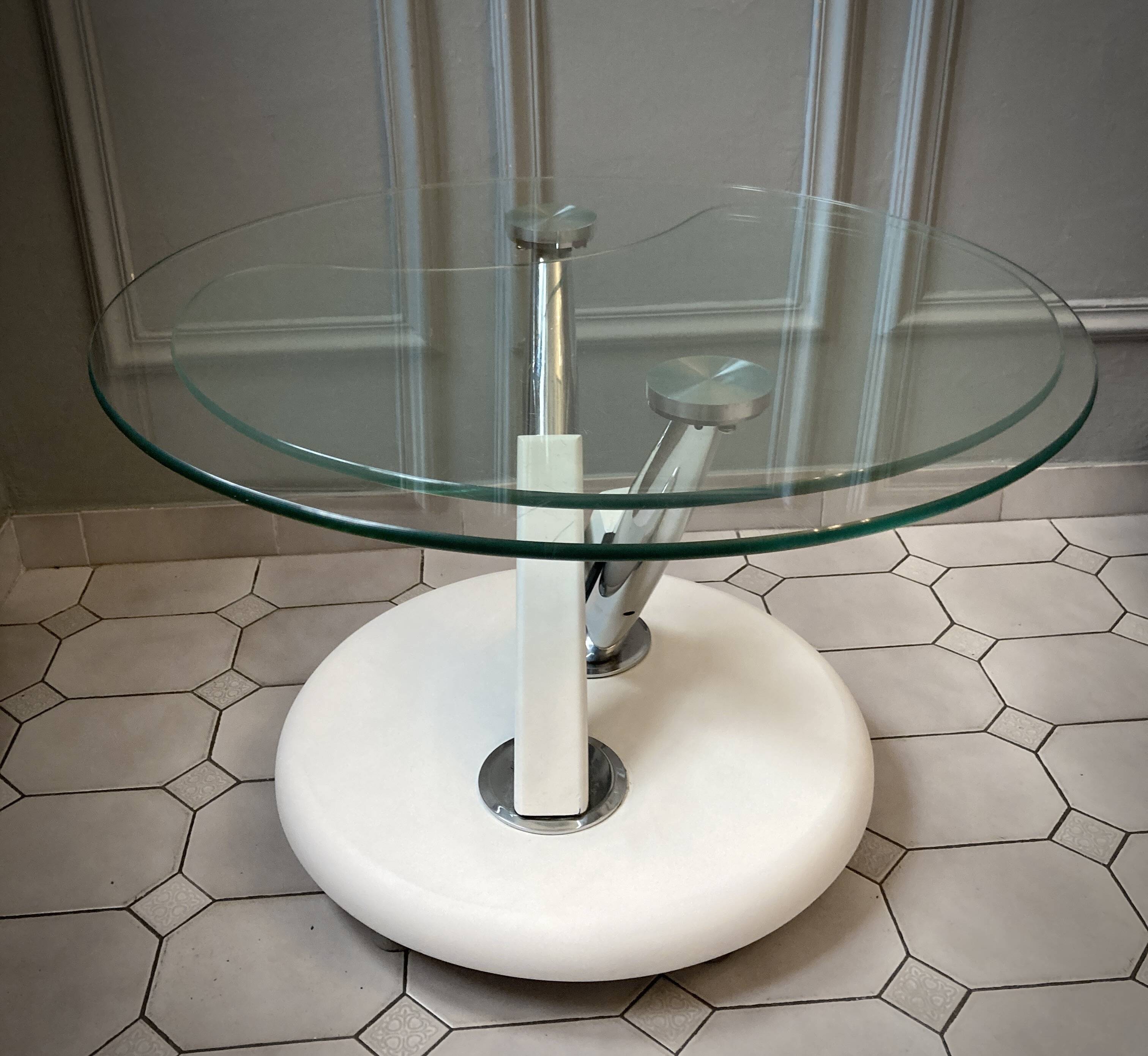 Vintage glass and chrome coffee table