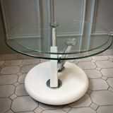Vintage glass and chrome coffee table