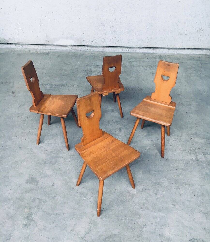 Vintage Belgian Brutalist Pub Café Chair Set by Torck, 1960s, Set of 4
