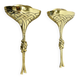 Set of 2 xxl 48cm Floral Brass Wall Light Sconces by C.S. ARTE, Italy 1980s