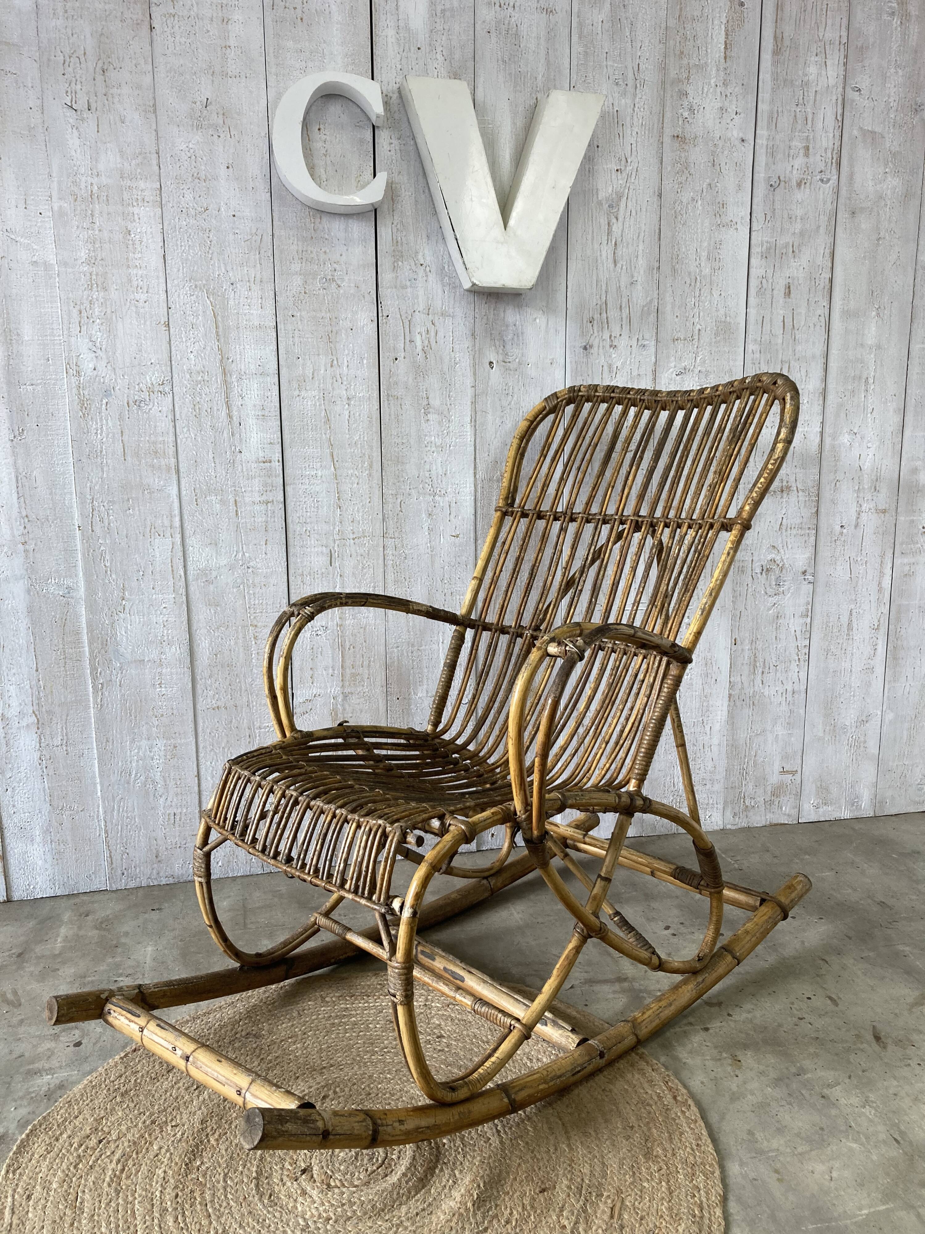 Vintage rattan rocking chair