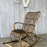 Rocking- chair en rotin vintage