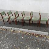 Set of 6 Scandinavian chairs green fabric