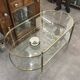 Table basse laiton verre