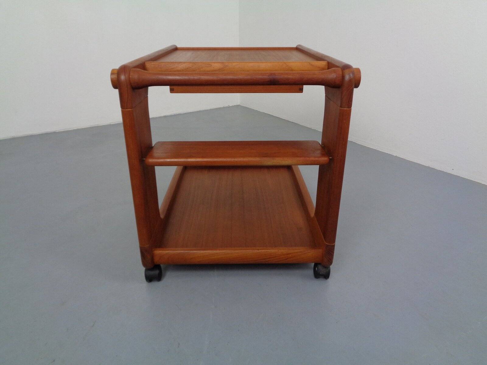 Large Rollable Teak Bar Cart, 1960s
