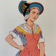 Lithograph national costumes - the Alsatian