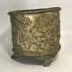 Antique Napoleon III Brass Planter with Embossed Hunting Scene Decor