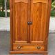 Small wardrobe / bonnetière in solid honey pine with 2 doors and 1 drawer.