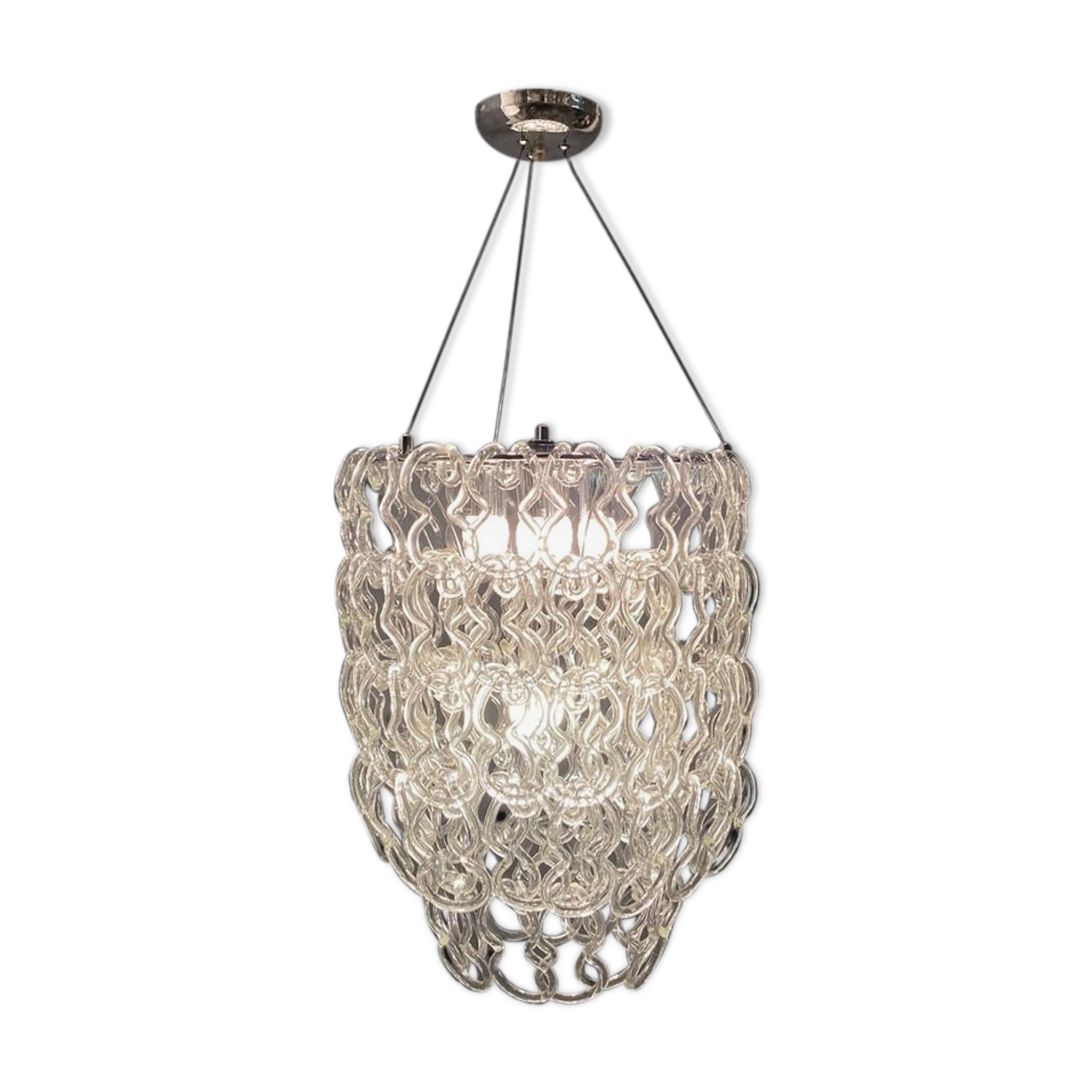 Murano glass chandelier by Angelo Mangiarotti Vistosi production