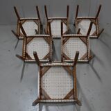 Suite of 6 vintage chairs in light beech late 20th