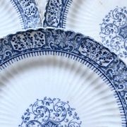 Sarreguemines ironstone dessert plates, "Embroidery" model