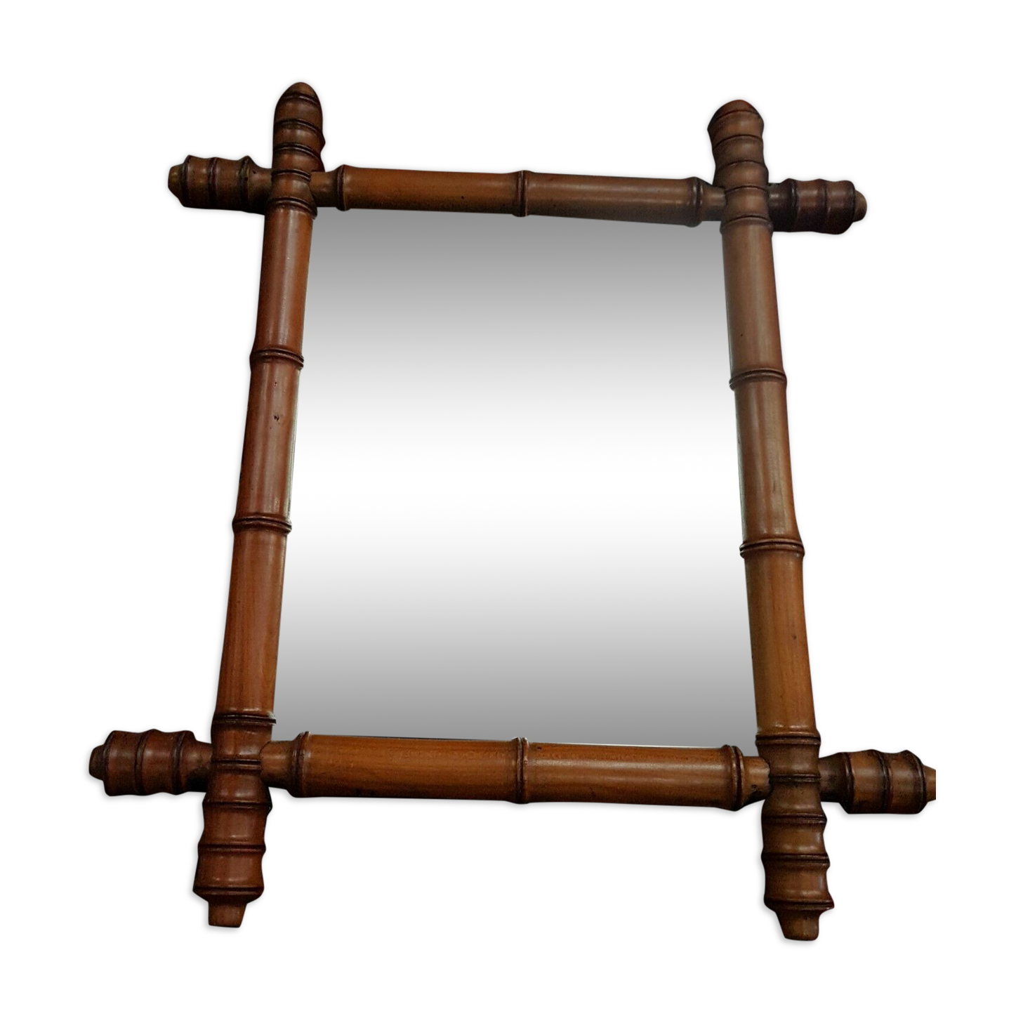 Mirror around wooden bamboo style 44x39 cm