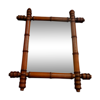 Miroir en bois style bambou 44x39 cm