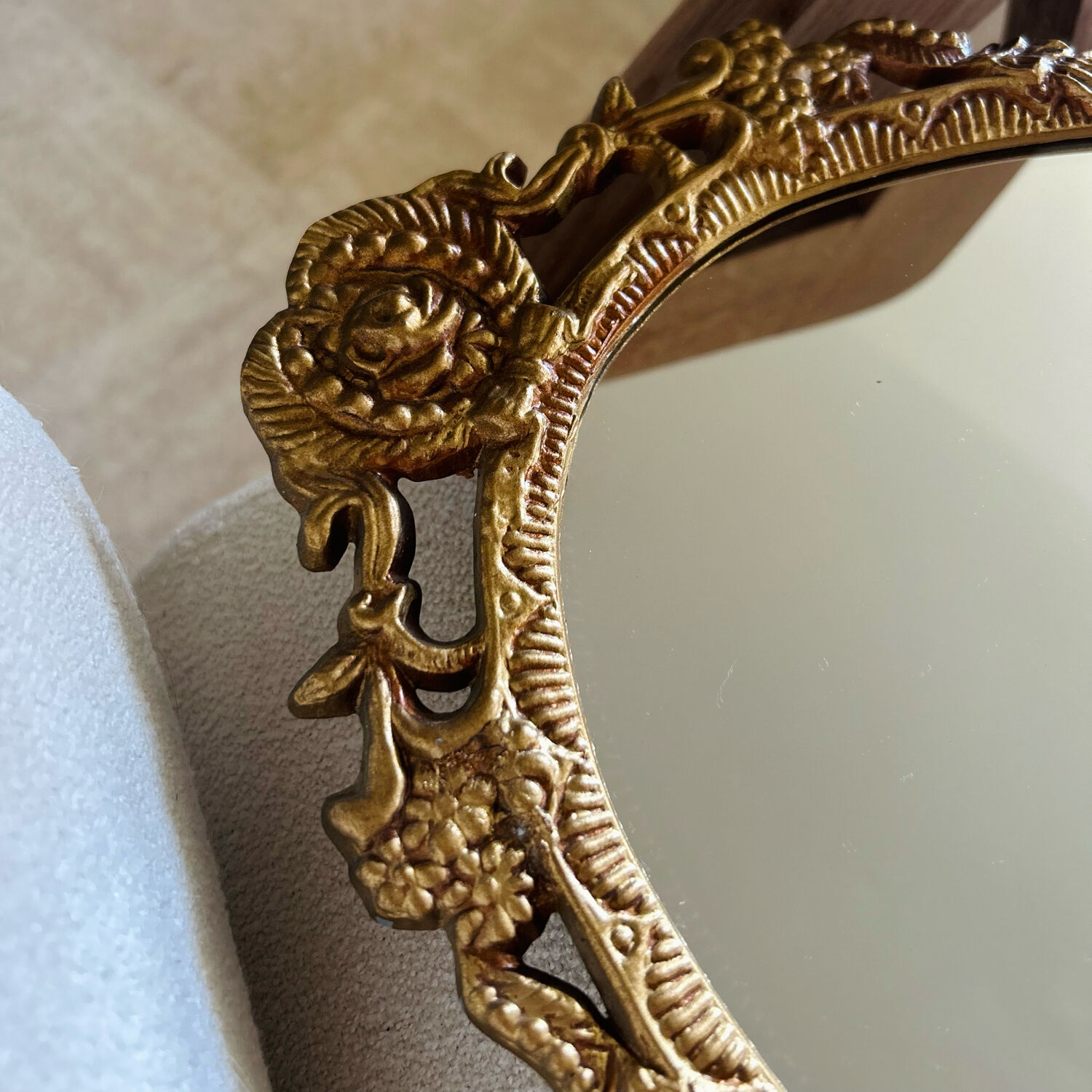 Golden cast iron mirror