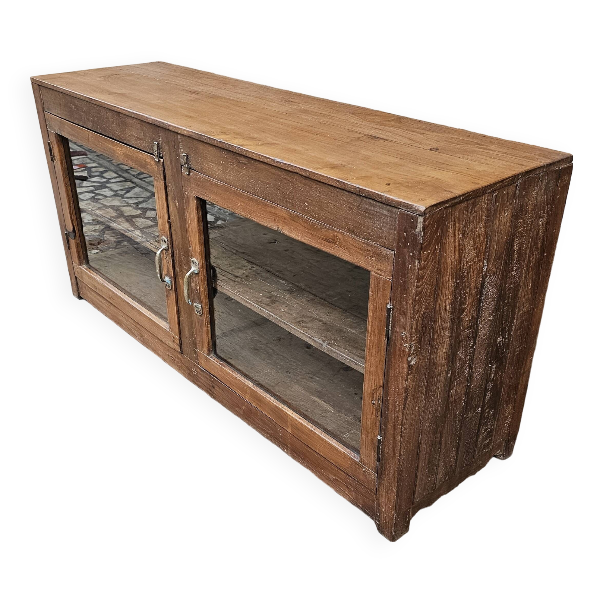 Buffet - glass TV cabinet in Burmese teak