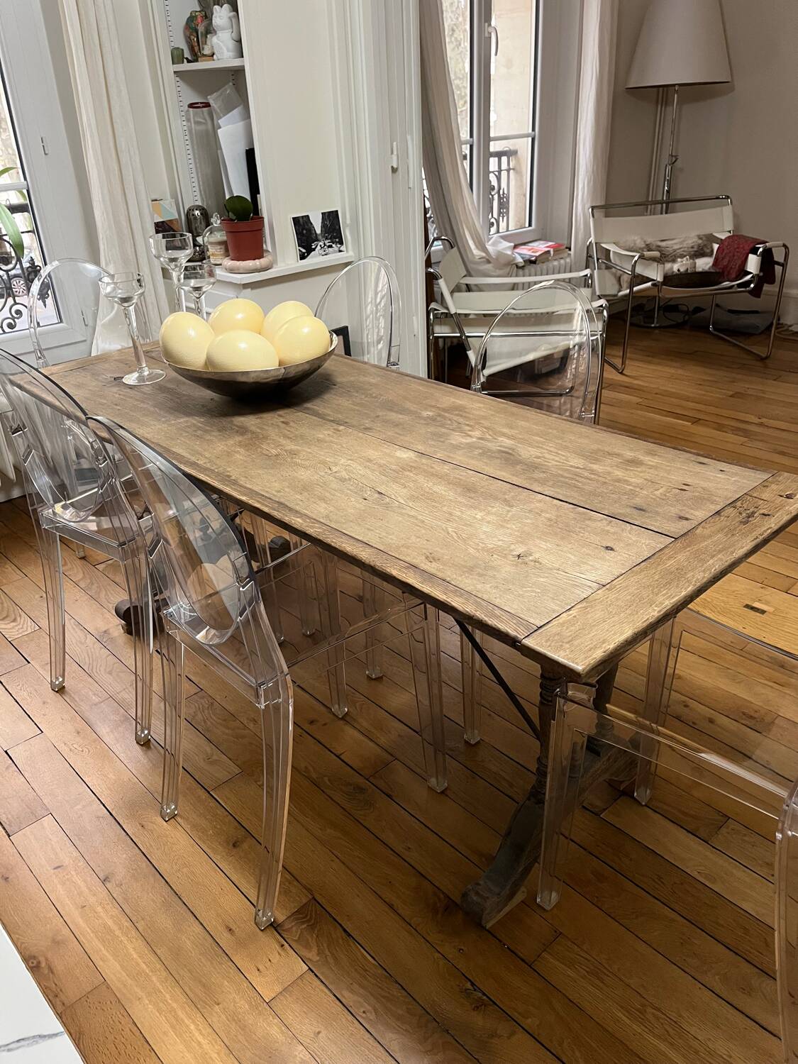 Wooden and iron bistro table