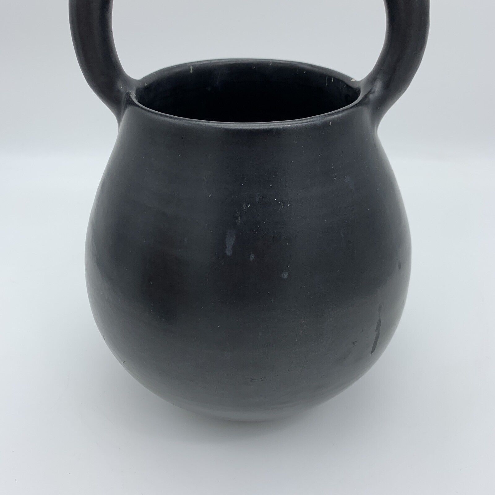 Vase Cache pot to hang handle in black ceramic