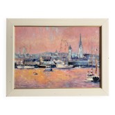Marine oil painting in pink tones