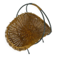 panier en osier avec cadre en métal noir style milieu du siècle années 1950 panier à fruits