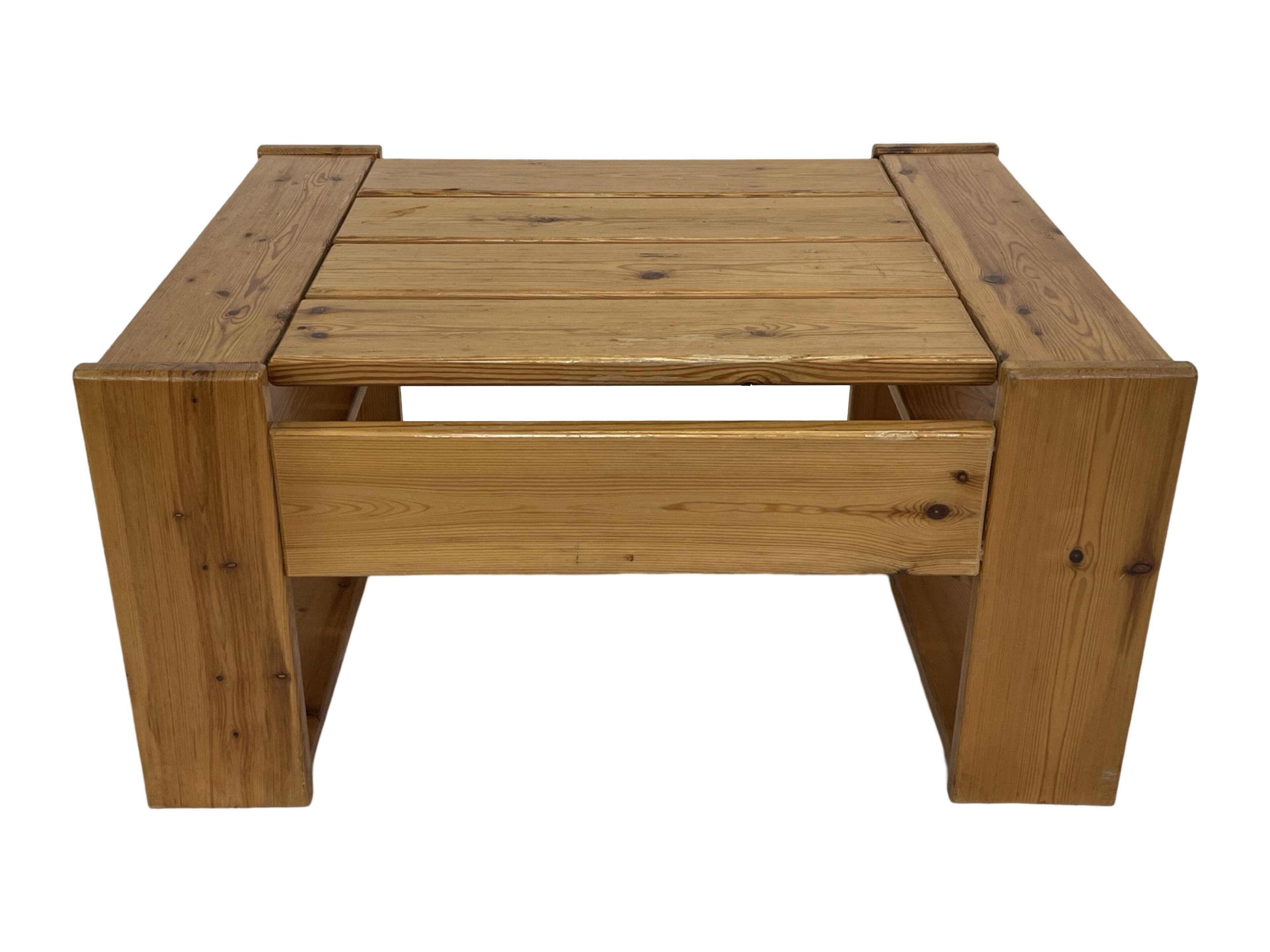 Vintage Coffee Table Pine Wood Design 1970s Coffee Table