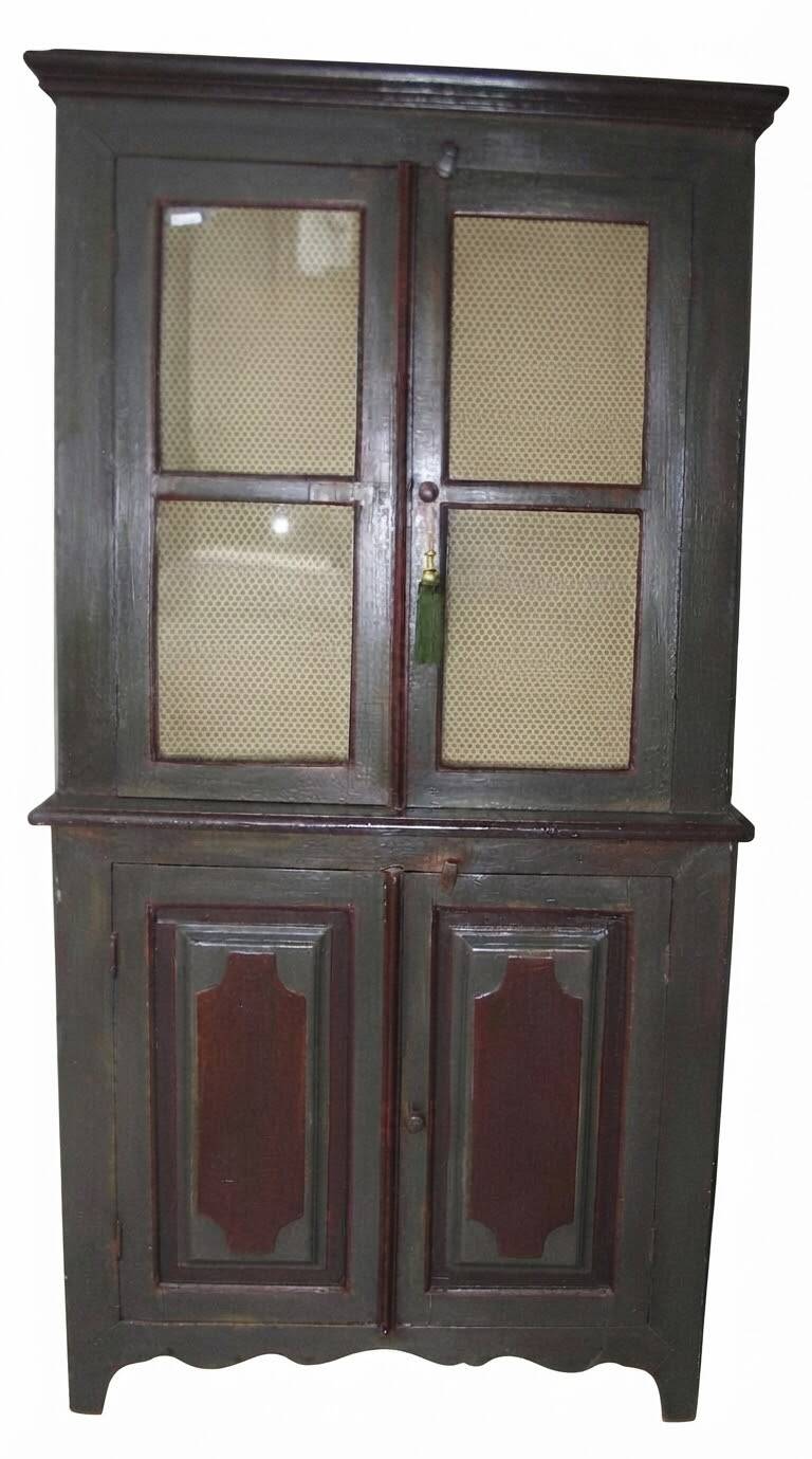 Antique display cabinet in patinated hardwood, 18th-19th century.