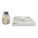 1960s mid-century modern Italian onyx smoking set with table lighter & ashtray